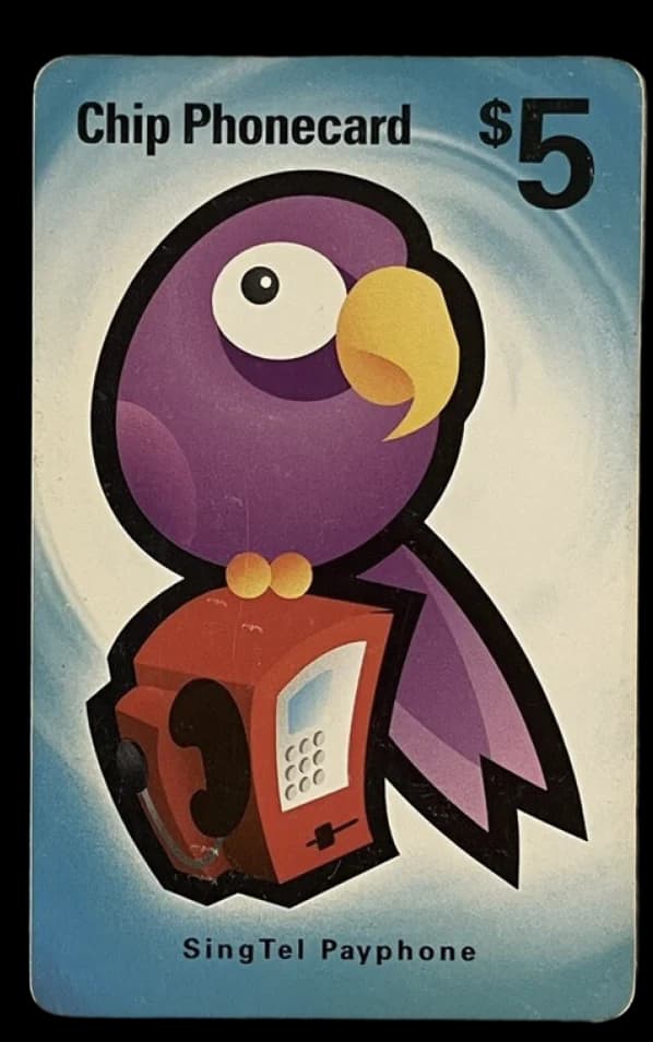 Vintage SingTel five-dollar parrot phonecard
