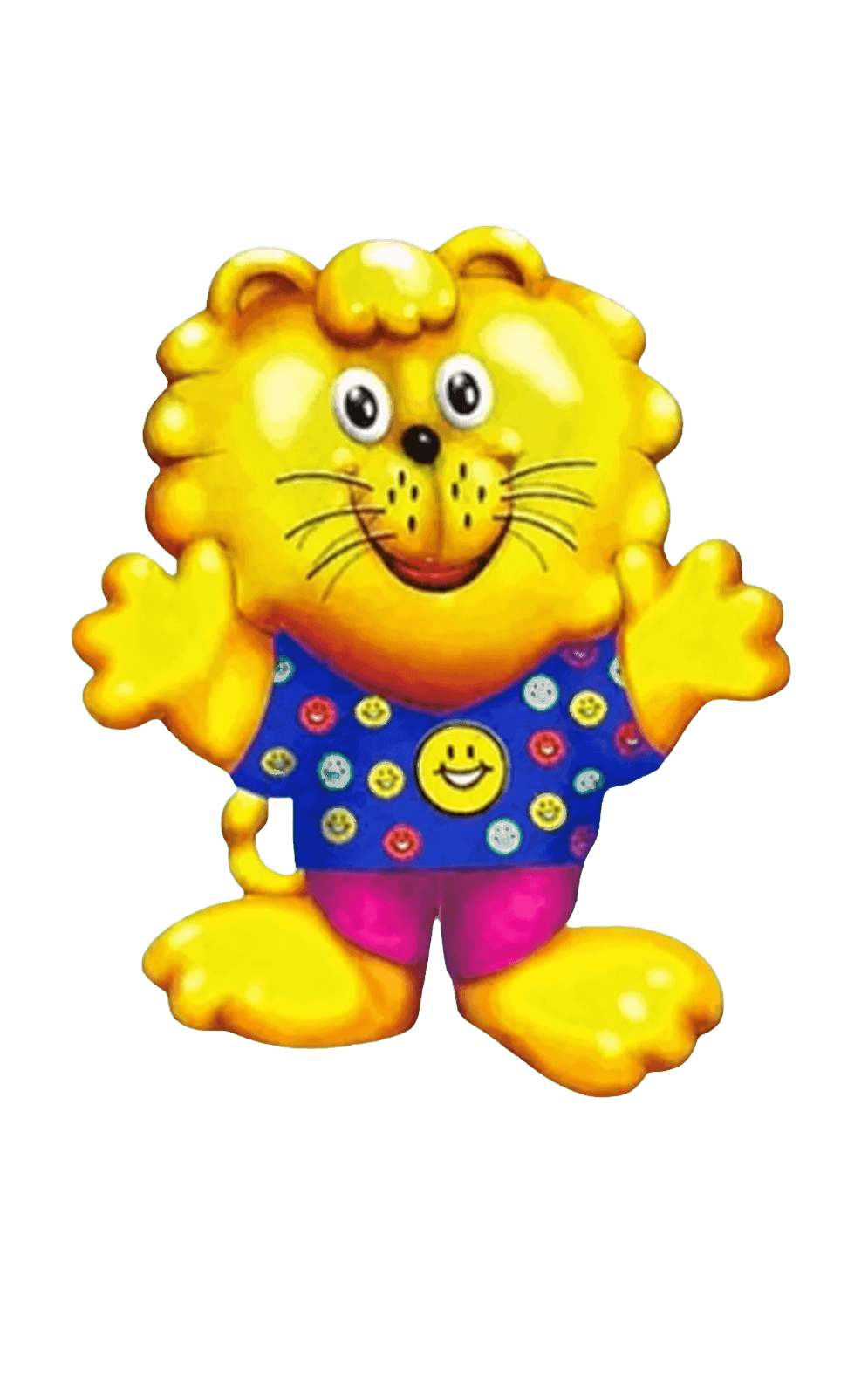 Bright yellow smiling lion character